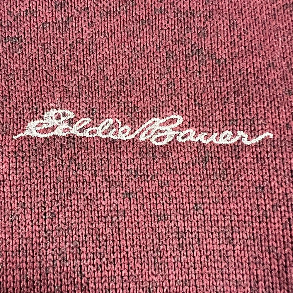 Eddie Bauer Sweater Mens Large Red Long Sleeve 1/4 Snap Outdoor Casual Hiking